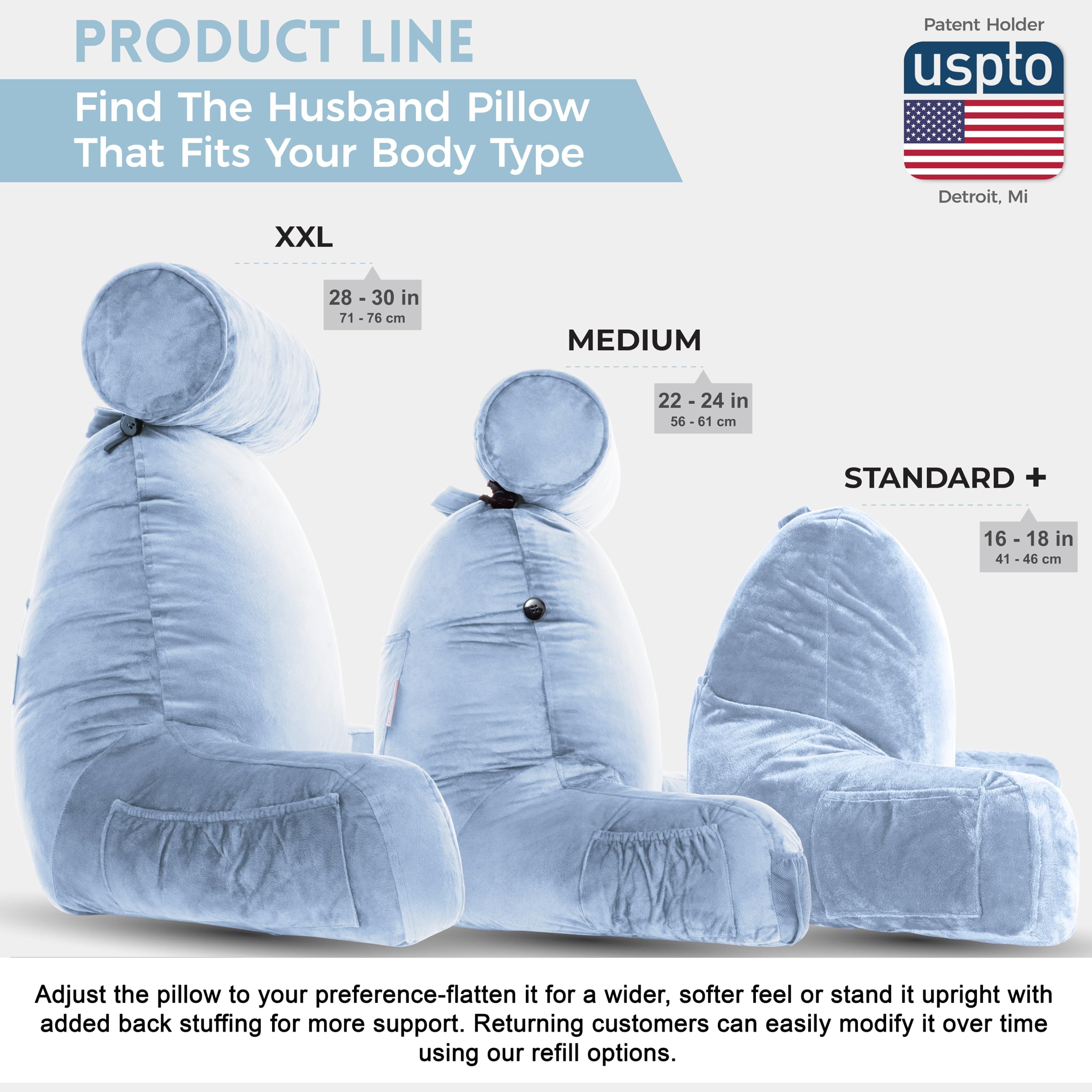 ✨ ロデオブルーHusband Pillow XXL プレミアム低反発 Amazon.com: Husband Pillow XXL – Reading Pillow Bed Chair